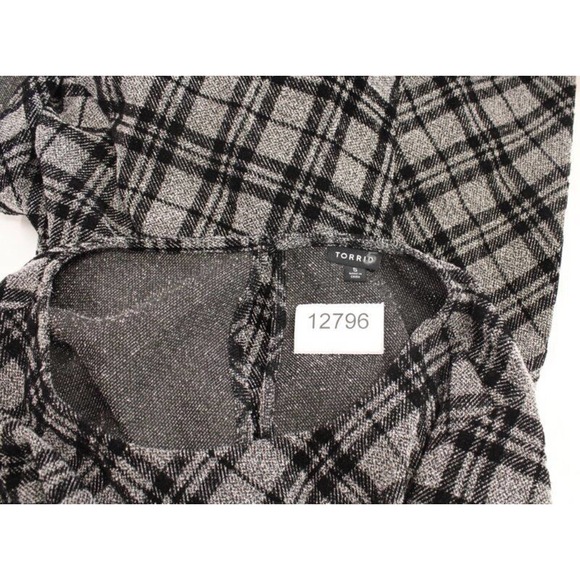 Torrid Gray Black Diagonal Plaid Skater Dress Size 5 5X Stretch Knit Fit Flare - Picture 9 of 9